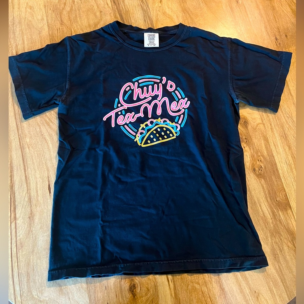 SOLD- Comfort Colors Chuy’s Tex-Mex Neon Lights Taco Shirt
